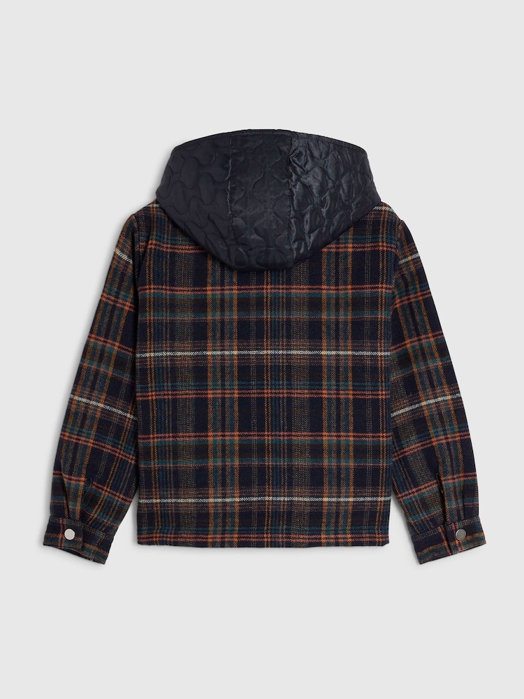 River Island Blue Quilted Check Overshirt - Image 2 of 4 River Island Blue Quilted Check Overshirt - Image 2 of 4