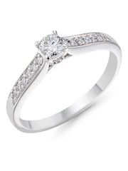 Beaverbrooks 9ct White Gold Diamond Solitaire Engagement Ring - Image 1 of 6