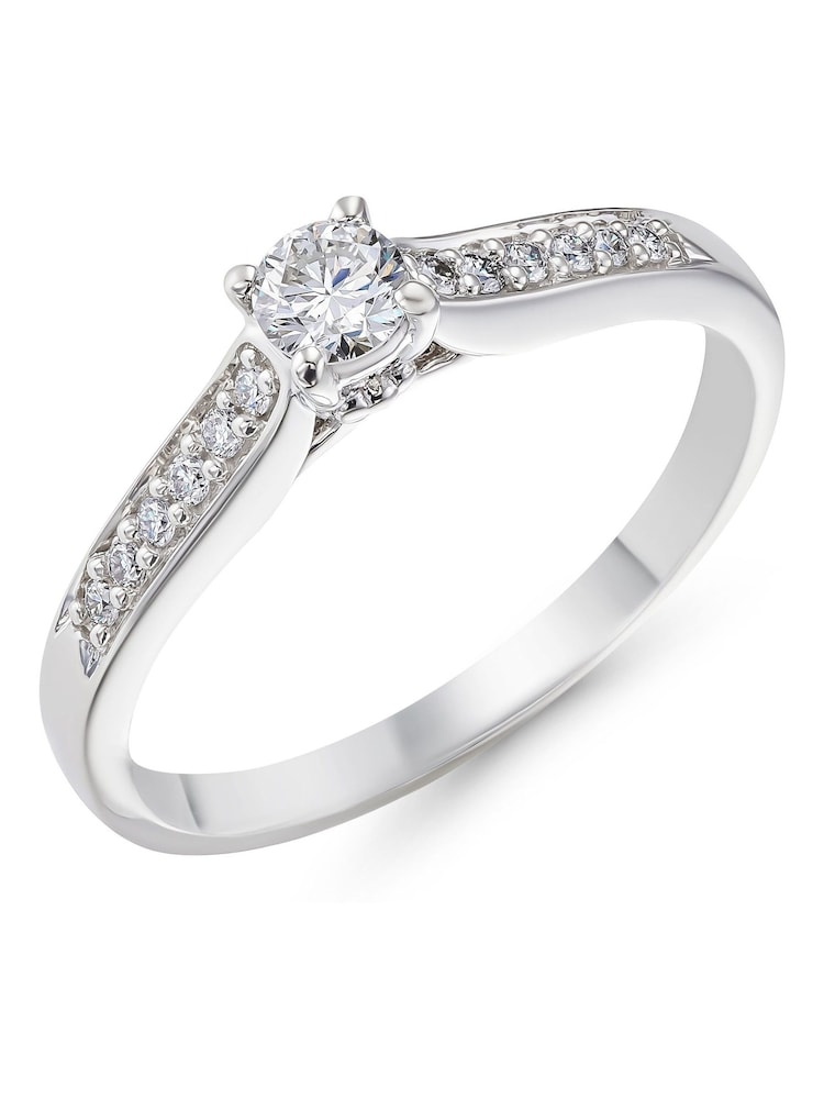 Beaverbrooks 9ct White Gold Diamond Solitaire Engagement Ring - Image 1 of 6