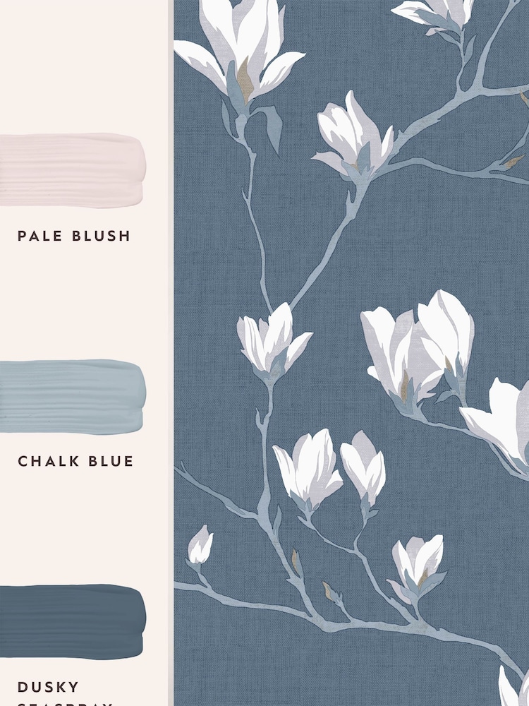 Laura Ashley Dusky Seaspray Magnolia Grove 10M Wallpaper - Image 4 of 4