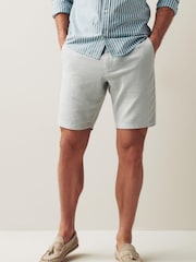 Light Grey Drawstring Linen Blend Shorts - Image 1 of 4
