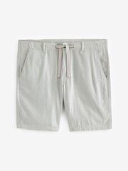 Light Grey Drawstring Linen Blend Shorts - Image 2 of 4