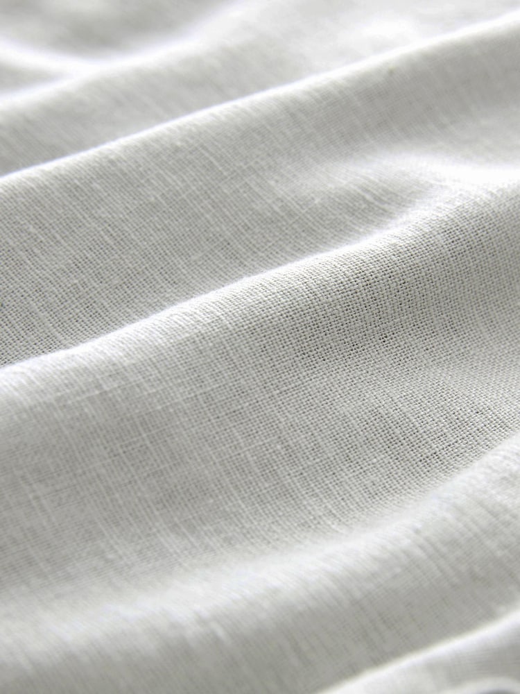 Light Grey Drawstring Linen Blend Shorts - Image 4 of 4 Light Grey Drawstring Linen Blend Shorts - Image 4 of 4