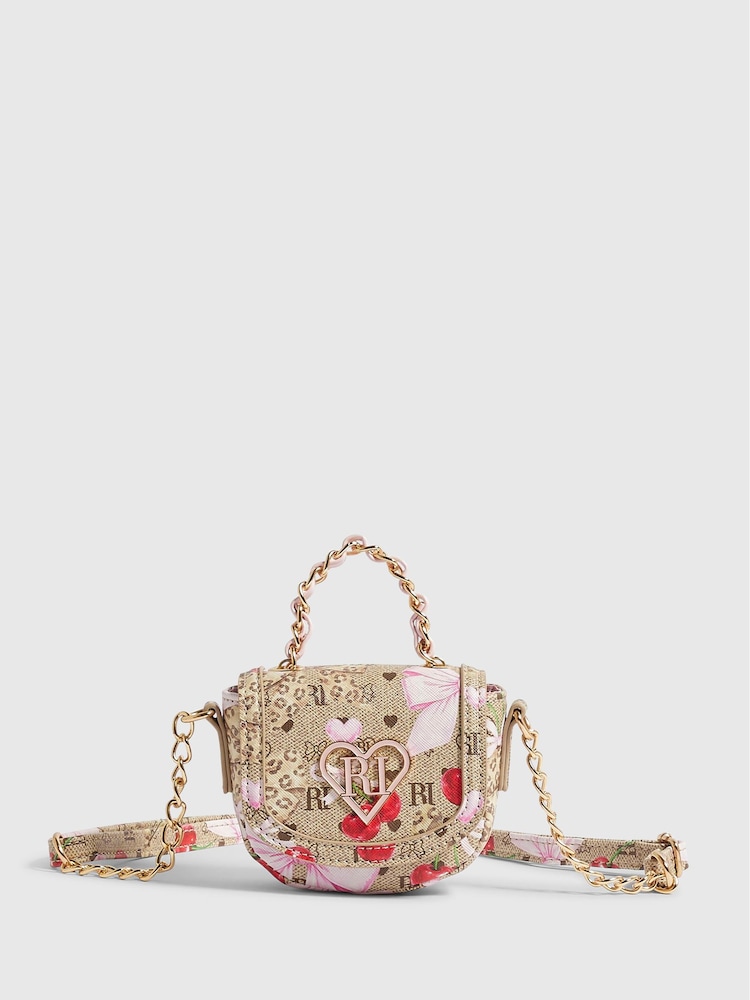 River Island Brown Monogram Mini Kendal Cross-Body Bag - Image 1 of 5