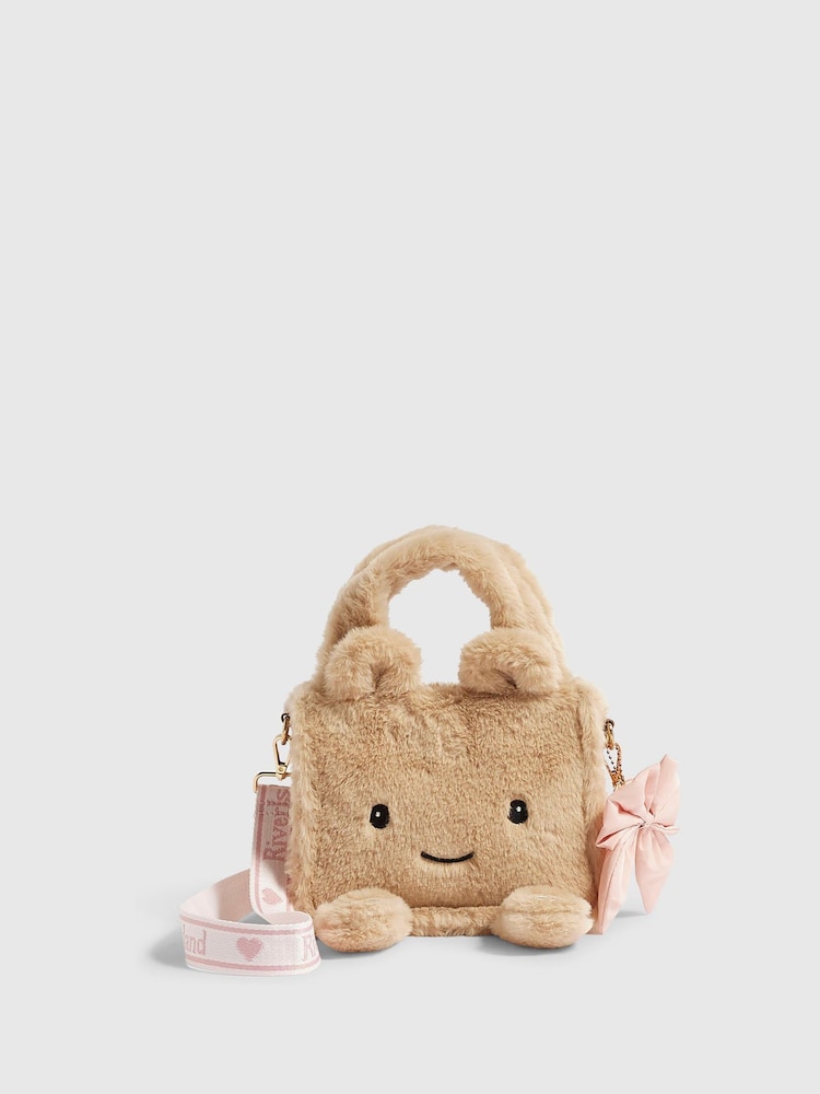 River Island Brown Faux Fur Face Cross-Body Bag - Image 1 of 5 River Island Brown Faux Fur Face Cross-Body Bag - Image 1 of 5