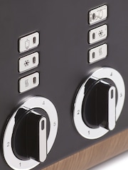 Black Bronx Wood Effect 4 Slice Toaster - Image 2 of 6