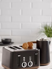 Black Bronx Wood Effect 4 Slice Toaster - Image 5 of 6