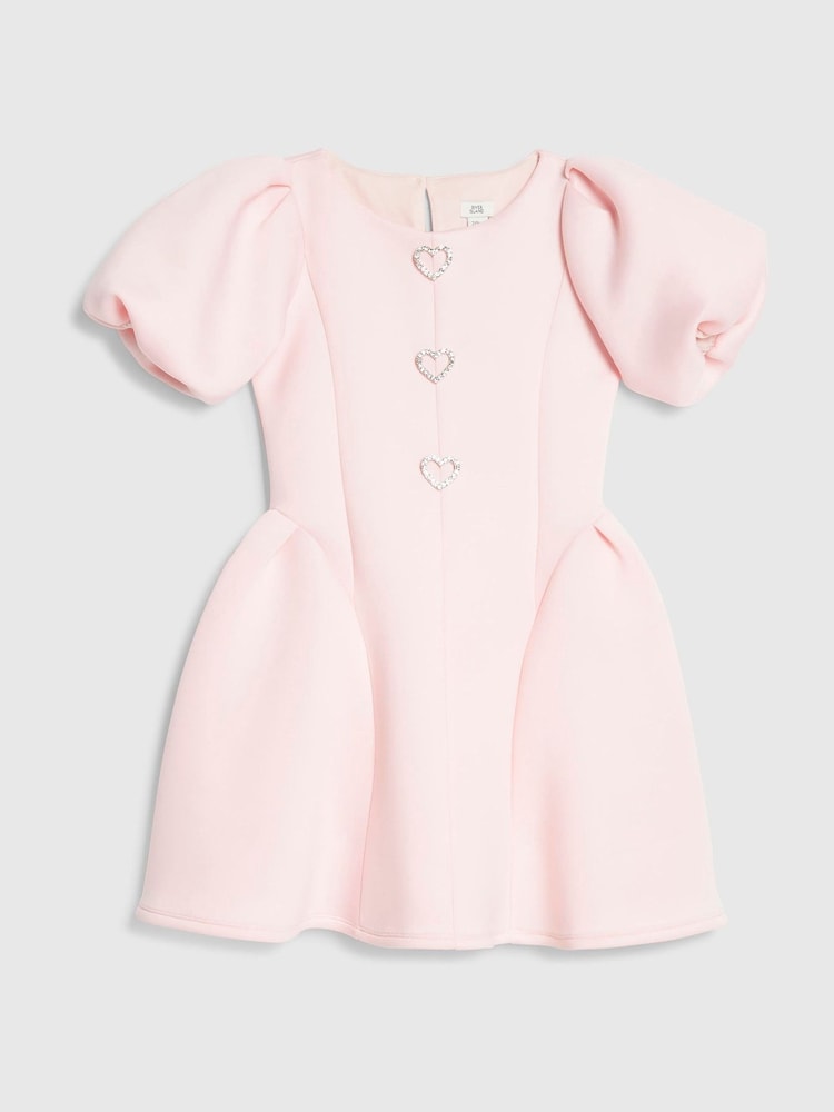 River Island Pink Heart Scuba Dress - Image 1 of 4 River Island Pink Heart Scuba Dress - Image 1 of 4