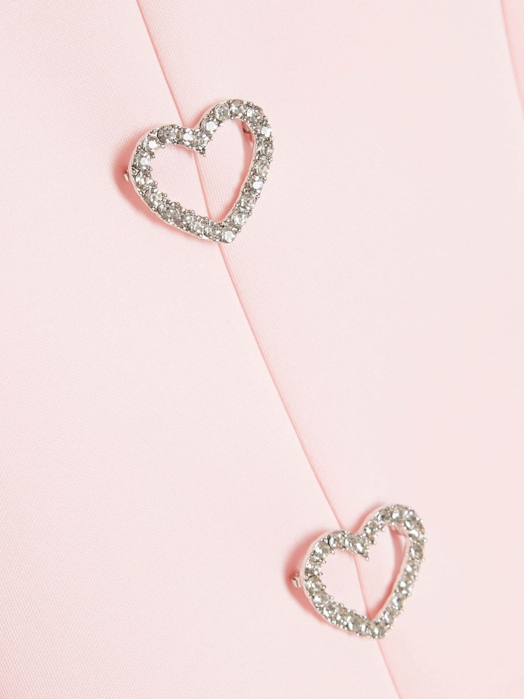 River Island Pink Heart Scuba Dress - Image 2 of 4 River Island Pink Heart Scuba Dress - Image 2 of 4