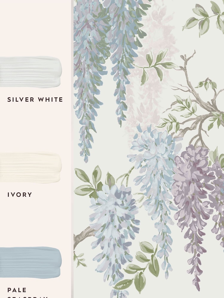 Laura Ashley Pale Purple Wisteria Garden 10M Wallpaper - Image 5 of 5