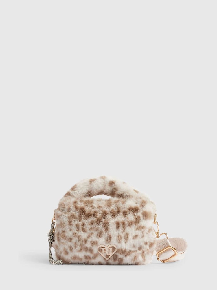River Island Cream Leopard Faux Fur Mini Bag - Image 1 of 6 River Island Cream Leopard Faux Fur Mini Bag - Image 1 of 6