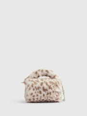 River Island Cream Leopard Faux Fur Mini Bag - Image 3 of 6
