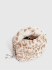 River Island Cream Leopard Faux Fur Mini Bag - Image 5 of 6