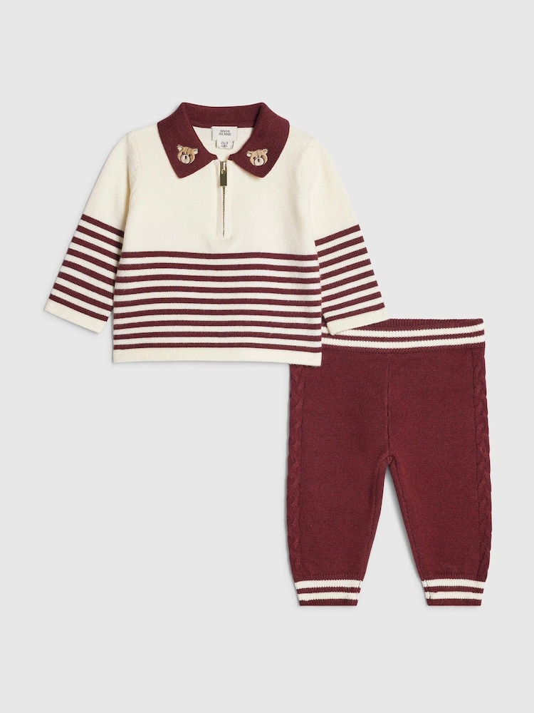 طقم كنزة بولو مخطّطة وبنطلون رياضي من River Island - صورة 2 من 5 طقم كنزة بولو مخطّطة وبنطلون رياضي من River Island - صورة 2 من 5