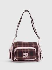 River Island Brown Check Cross-Body Bag with Charms - Image 1 of 5