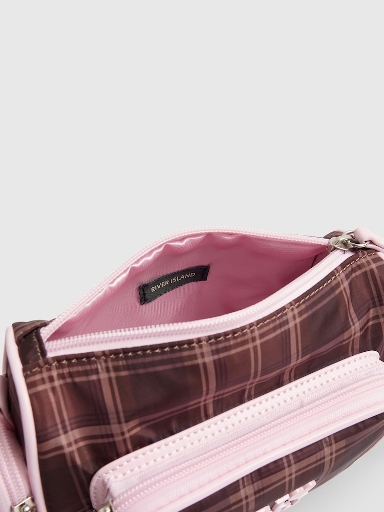 River Island Brown Check Cross-Body Bag with Charms - Image 5 of 5 River Island Brown Check Cross-Body Bag with Charms - Image 5 of 5