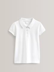 White Regular Fit 100% Cotton Short Sleeve Polo Shirts 5 Pack (3-16yrs) - Image 2 of 5