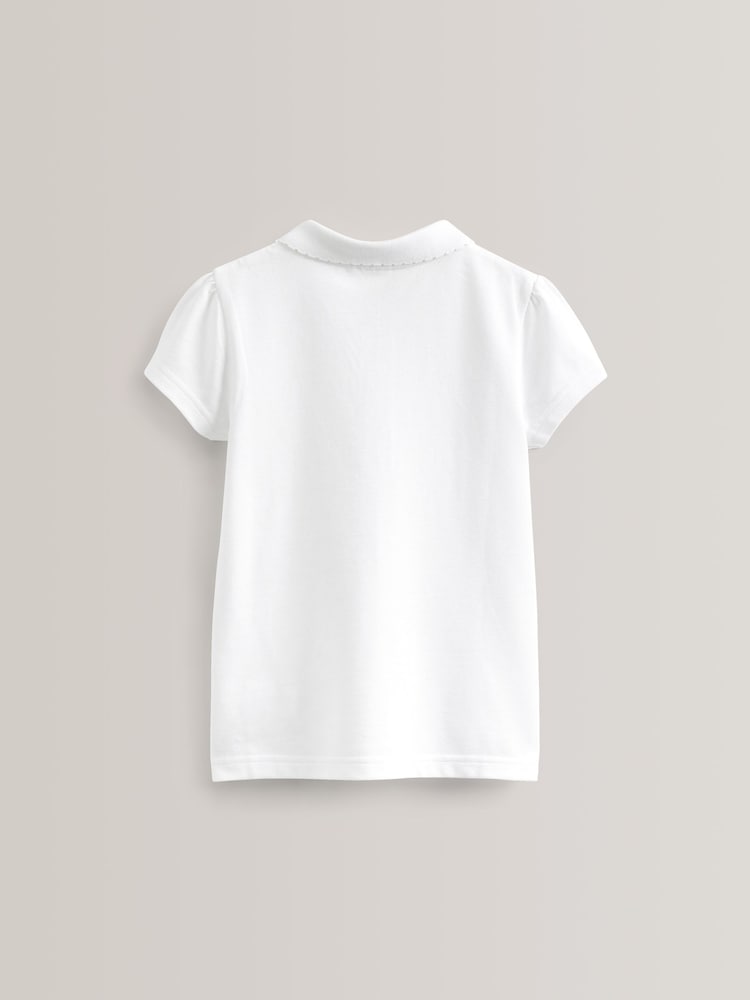 White Regular Fit 100% Cotton Short Sleeve Polo Shirts 5 Pack (3-16yrs) - Image 5 of 5