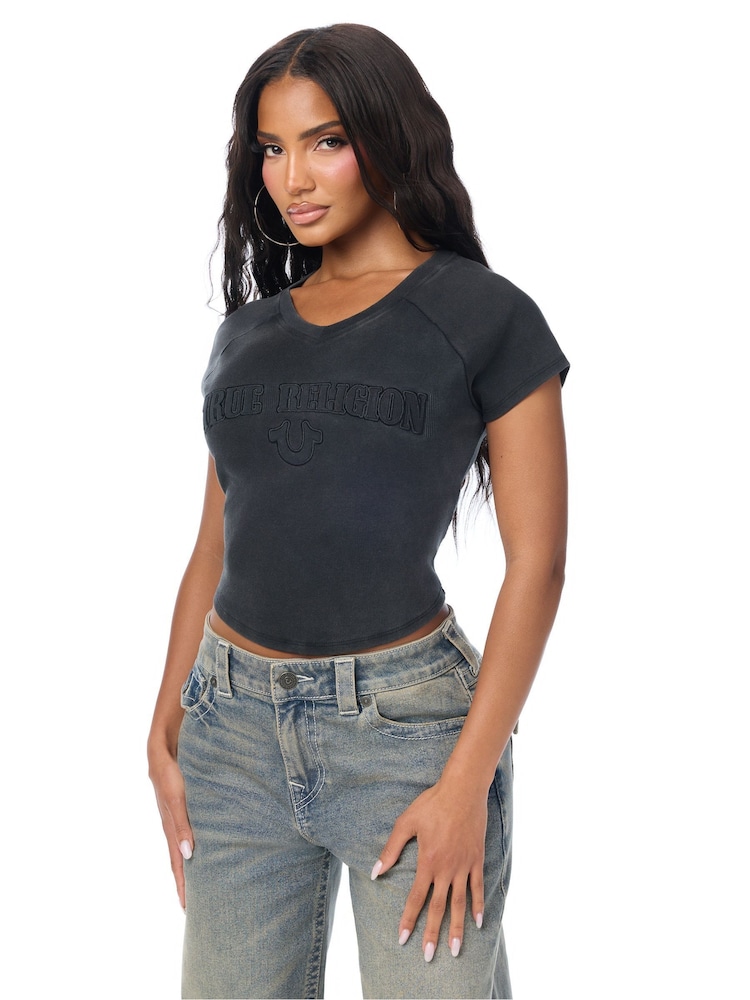 True Religion Embroidered Washed Rib Baby T-Shirt - Image 2 de 4