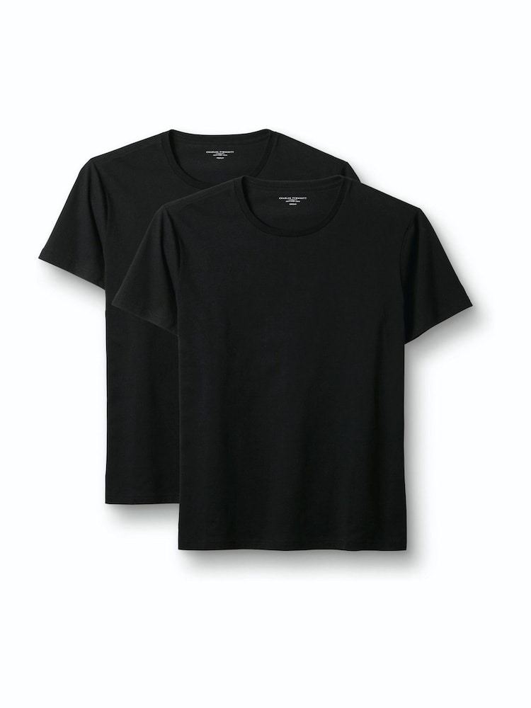 Charles Tyrwhitt Black Crew Neck cotton T-Shirt 2-pack - Image 1 of 6 Charles Tyrwhitt Black Crew Neck cotton T-Shirt 2-pack - Image 1 of 6