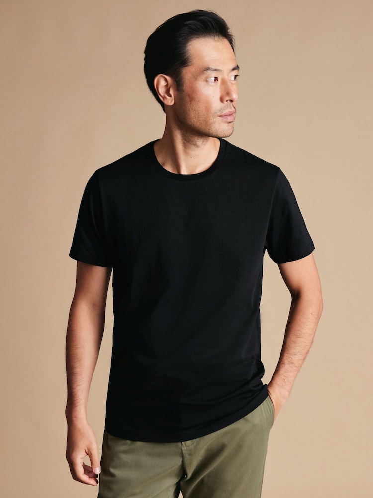 Charles Tyrwhitt Black Crew Neck cotton T-Shirt 2-pack - Image 2 of 6 Charles Tyrwhitt Black Crew Neck cotton T-Shirt 2-pack - Image 2 of 6