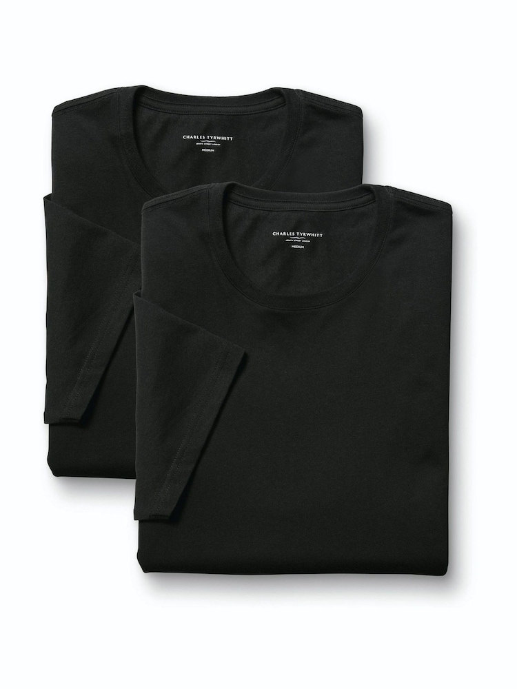 Charles Tyrwhitt Black Crew Neck cotton T-Shirt 2-pack - Image 6 of 6 Charles Tyrwhitt Black Crew Neck cotton T-Shirt 2-pack - Image 6 of 6