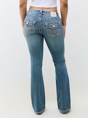 True Religion Blue Becca Mid Rise Super T Flap Bootcut Denim Jeans - Image 4 of 5