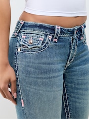 True Religion Blue Becca Mid Rise Super T Flap Bootcut Denim Jeans - Image 5 of 5