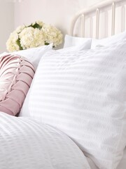 Laura Ashley White 200 Thread Count Set of 2 Emma Seersucker Pillowcases - Image 1 of 3