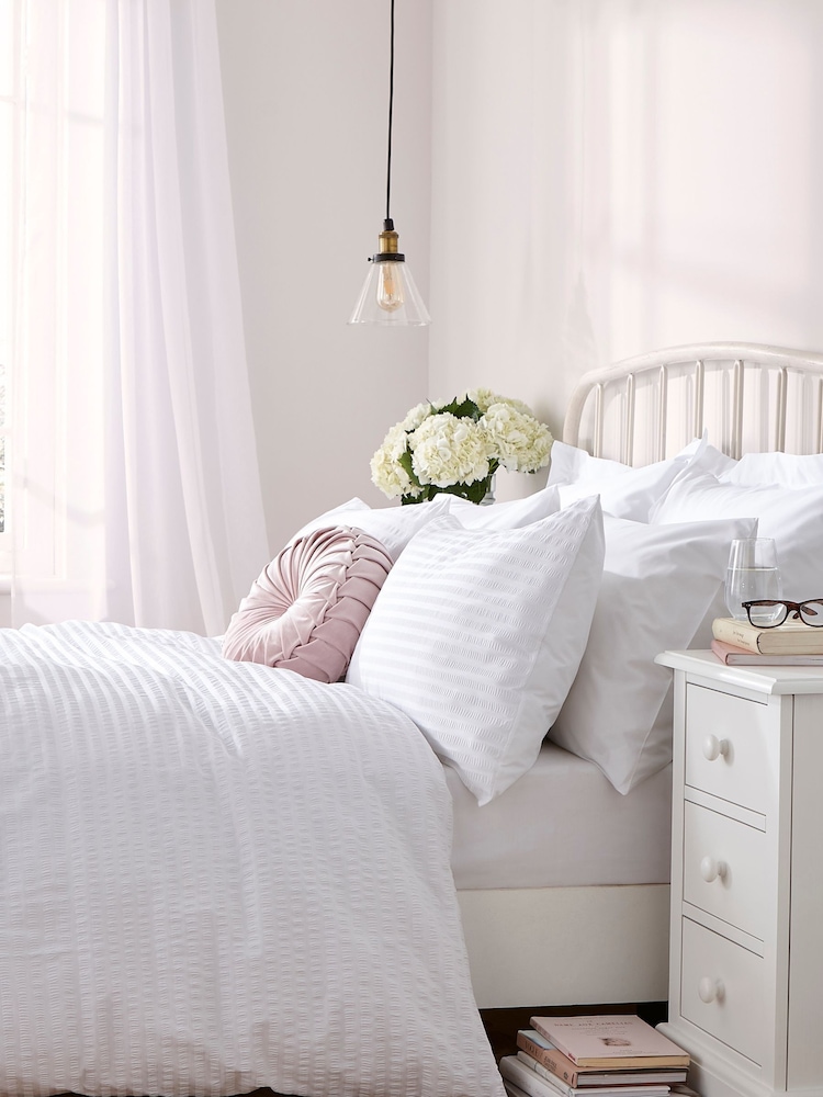 Laura Ashley White 200 Thread Count Set of 2 Emma Seersucker Pillowcases - Image 3 of 3