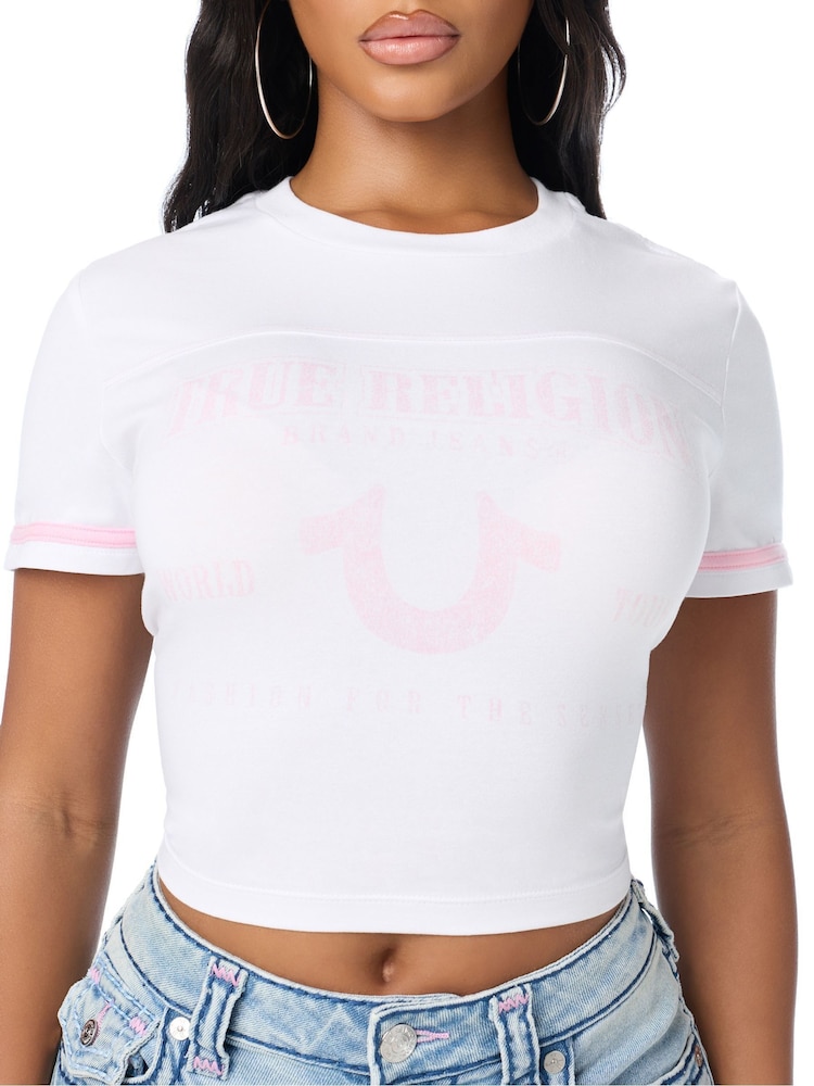 True Religion White Crystal Horseshoe Baby T-Shirt - Image 1 of 4 True Religion White Crystal Horseshoe Baby T-Shirt - Image 1 of 4