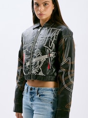 True Religion Relaxed Embroidered Buddha Faux Pu Jacket - Bilde 1 av 4