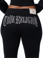 True Religion Black Studded Mid Rise Flare Joggers - Image 2 of 5