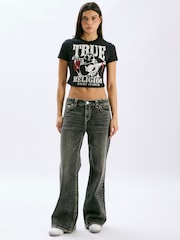 True Religion Bobbi Baggy Big T No 1 Logo All Over Print Denim Jeans - Image 5 de 5
