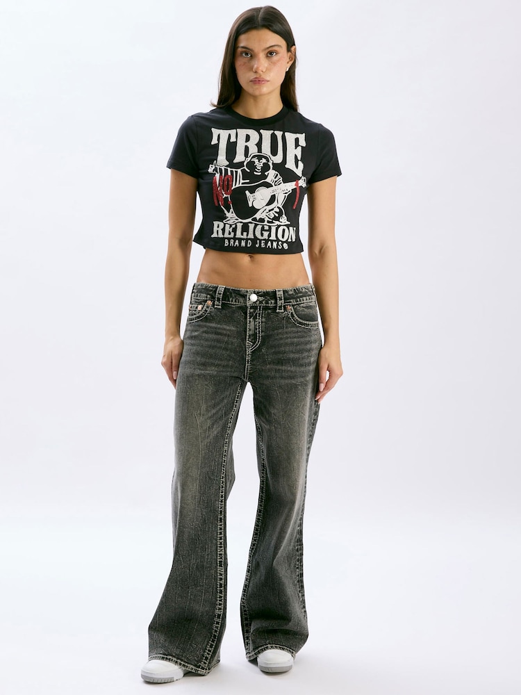 True Religion Bobbi Baggy Big T No 1 Logo All Over Print Denim Jeans - Image 5 de 5 True Religion Bobbi Baggy Big T No 1 Logo All Over Print Denim Jeans - Image 5 de 5