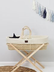 The Little Green Sheep Natural Knitted Moses Basket and Mattress - Image 1 of 5