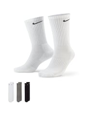Nike Grey Crew Everyday Cushioned Crew Socks 3 Pack - Image 1 of 4