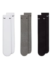 Nike Grey Crew Everyday Cushioned Crew Socks 3 Pack - Image 2 of 4