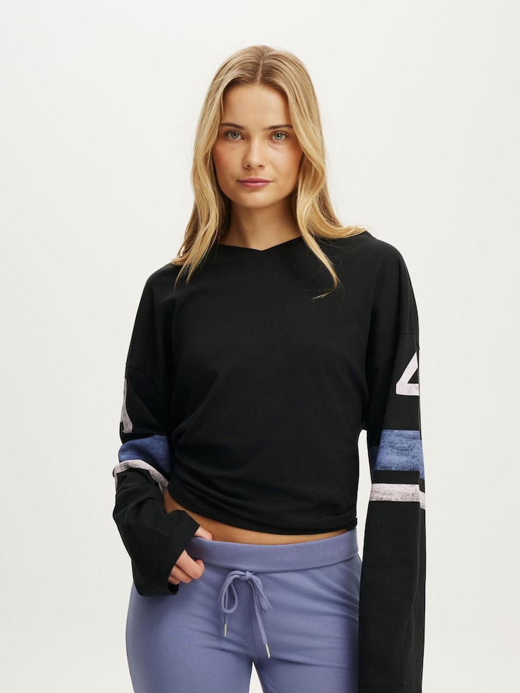 Cotton On Blue Active Graphic V-Neck Long Sleeves T-Shirt - Image 1 of 3 Cotton On Blue Active Graphic V-Neck Long Sleeves T-Shirt - Image 1 of 3