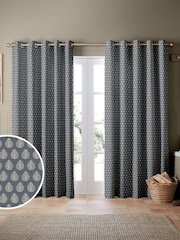 Emily Bond Indigo Blue Jaipur Made to Measure 100% Cotton Curtains - Image 1 of 9