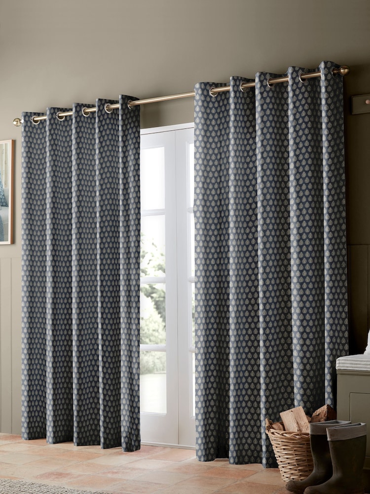 Emily Bond Indigo Blue Jaipur Made to Measure 100% Cotton Curtains - Image 2 of 9