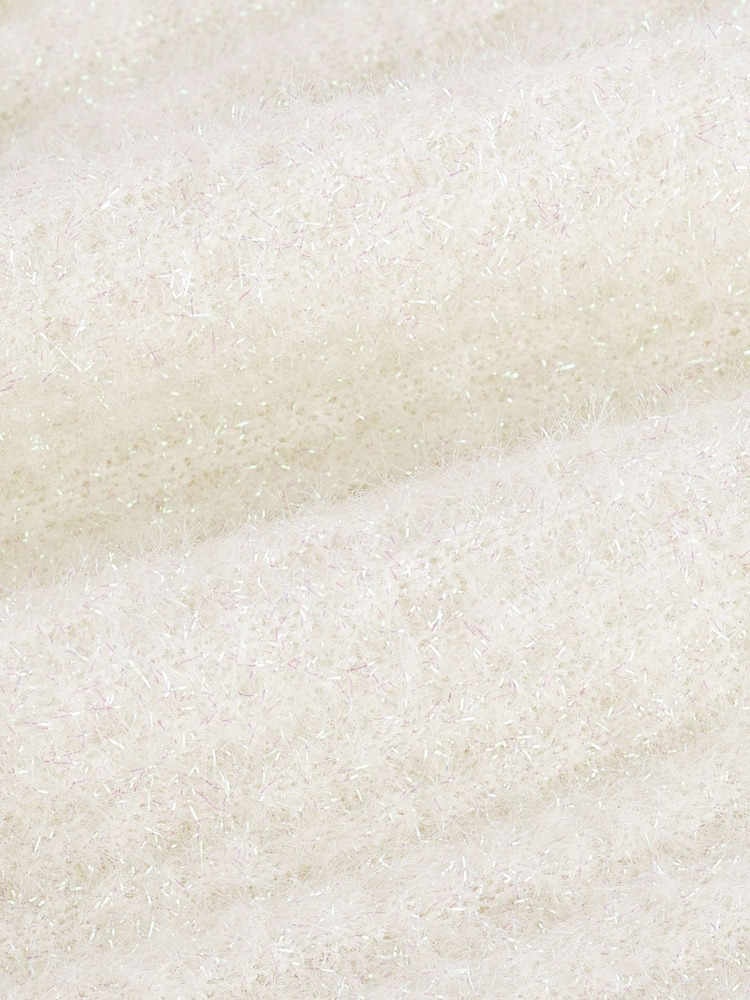 White Sparkle High Neck Tinsel Knitted Tank Vest - Image 2 of 6