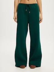 Cotton On Green Plush Tie Waist Wide Leg Joggers - Image 1 of 3