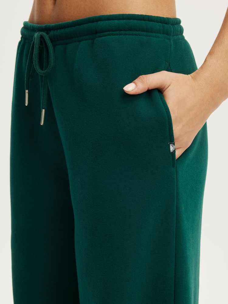 Cotton On Green Plush Tie Waist Wide Leg Joggers - Image 2 of 3 Cotton On Green Plush Tie Waist Wide Leg Joggers - Image 2 of 3