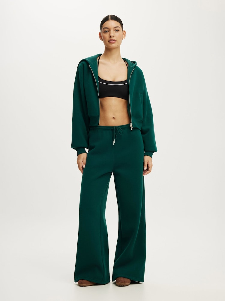 Cotton On Green Plush Tie Waist Wide Leg Joggers - Image 3 of 3 Cotton On Green Plush Tie Waist Wide Leg Joggers - Image 3 of 3