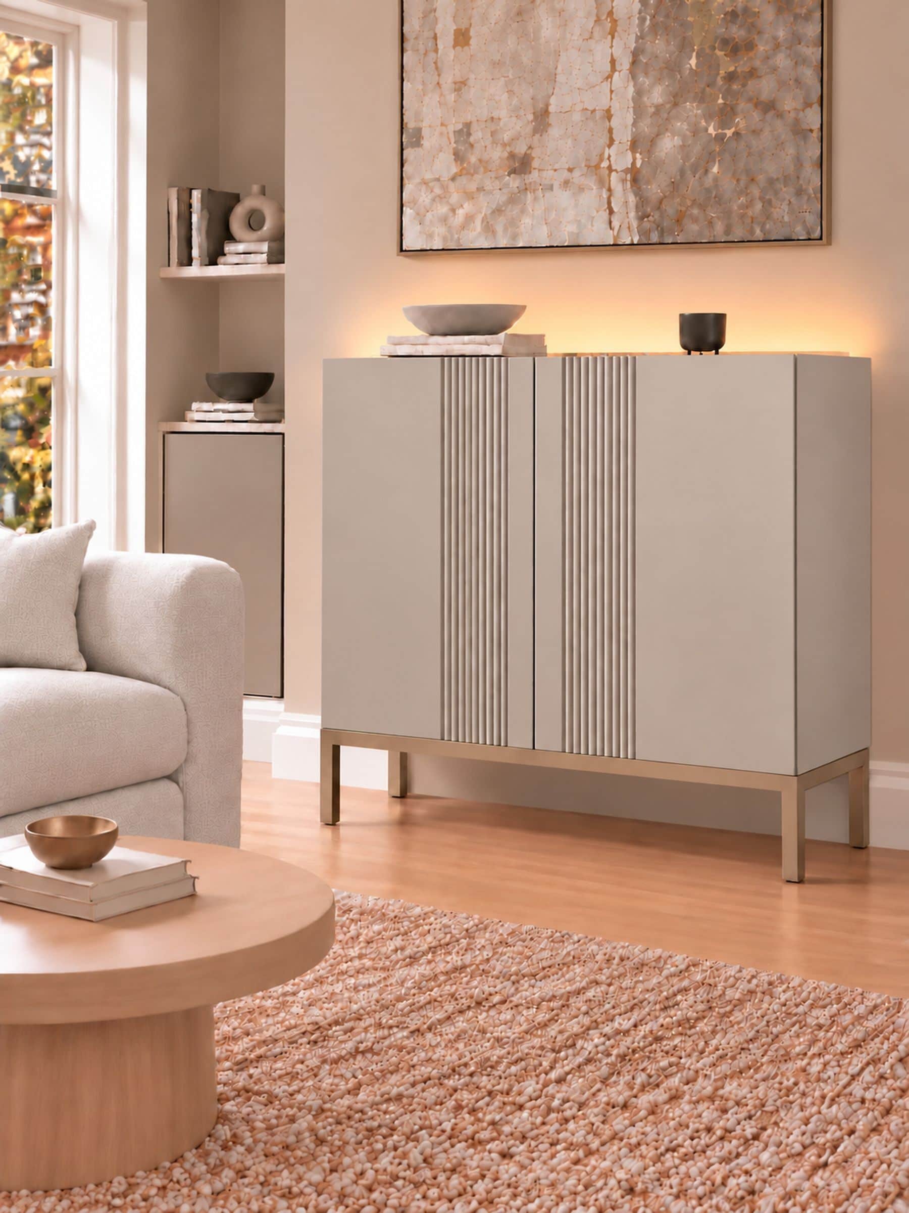 Frank Olsen Unisex Grey Iona 2 Door Tall Sideboard With Smart Features - Image 1