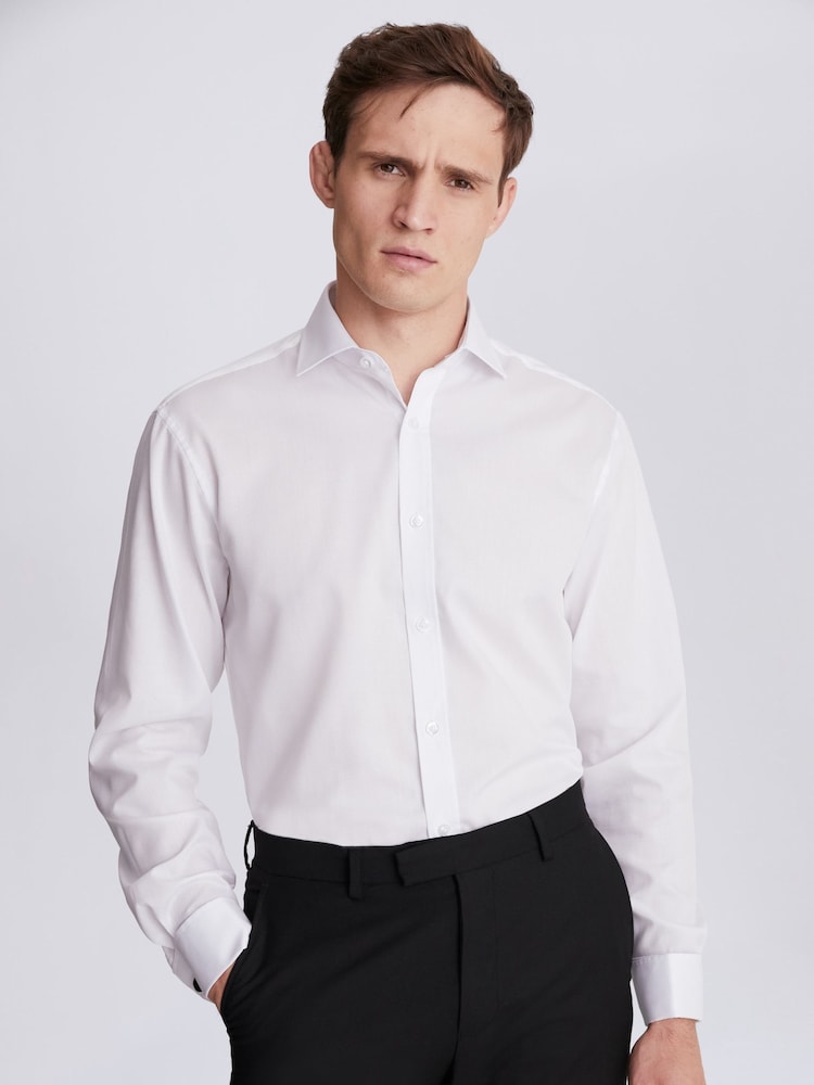 MOSS White Regular Fit Double Cuff Textured Shirt - Image 1 of 6