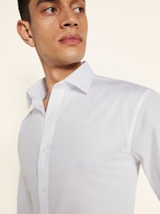 MOSS White Regular Fit Double Cuff Textured Shirt - Image 4 of 6