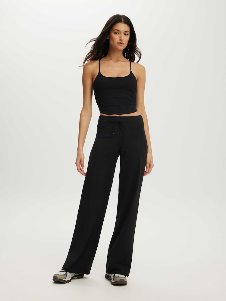 Қара - Cotton On Ultra Soft Tie Front Wide Leg Leggings - 6суретінің 1 суреті