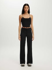 Қара - Cotton On Ultra Soft Tie Front Wide Leg Leggings - 6суретінің 5 суреті